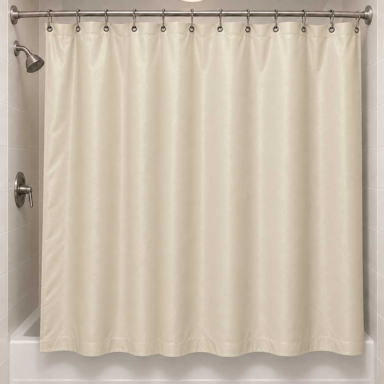Registry Hooked Shower Curtain, 10GA Vinyl, Beige, 72x72
