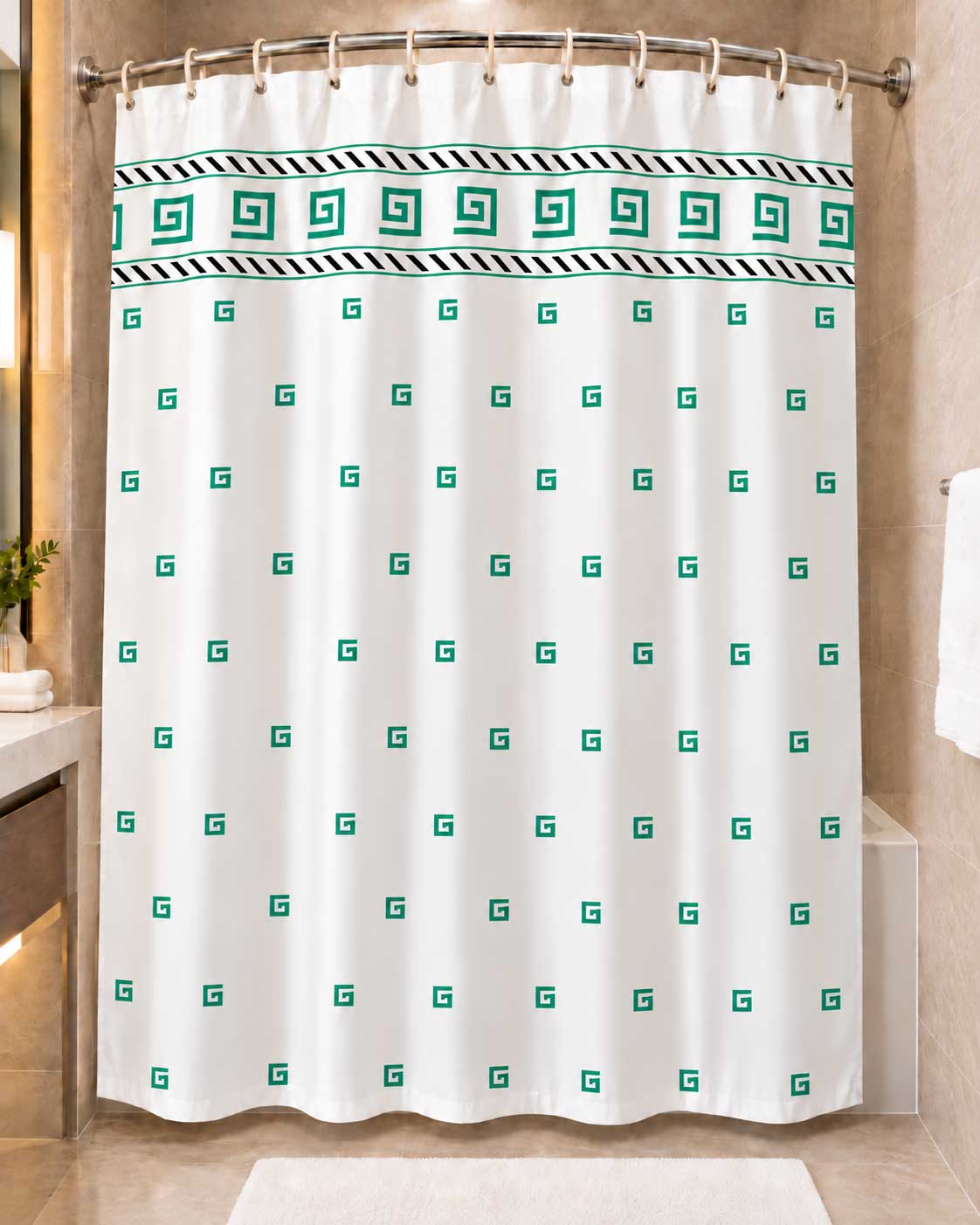 Shower Curtain, Designer Collection, Teal, Poly, 70x72, Includes Hooks, EACH