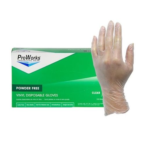 Disposable Vinyl Gloves, Small, Powder-Free, 100/BX