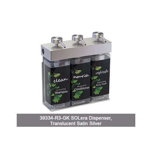 SOLera, Trio Fixture, Rectangular Bottle, 15 oz, Stainless Steel