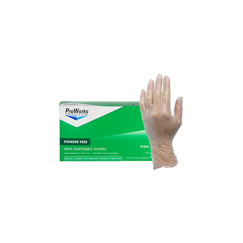 Disposable Vinyl Gloves, Medium, Powder-Free, 100/BX