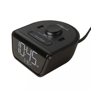 CubieWink 2.0 Single Day Alarm Clock, 2 USB, Black
