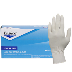 Disposable Latex Gloves, Small, Powder-Free, 100/BX