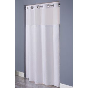 Shower Curtain, Hookless, Coral, w/ Liner, 71x77, White