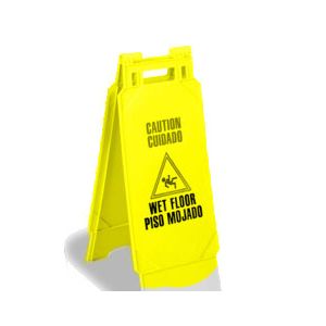 Floor Sign with Caution Wet Floor Imprint, 2-Sided, Easel