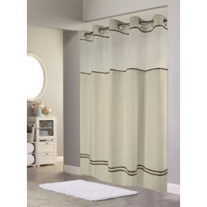 Shower Curtain, Hookless, Escape, w/Liner, 71x74, Sand/Brown
