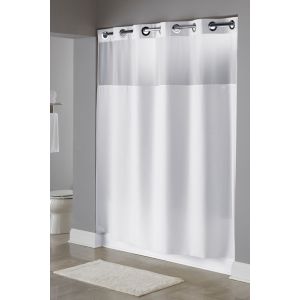 Shower Curtain, Hookless, Illusion, w/Liner, 71x74, White