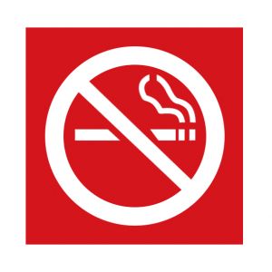 No Smoking Symbol Sign, White/Red, 3"x3", Plastic