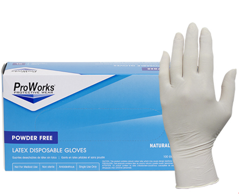 Disposable Latex Gloves, Extra Large, Powder-Free, 100/BX